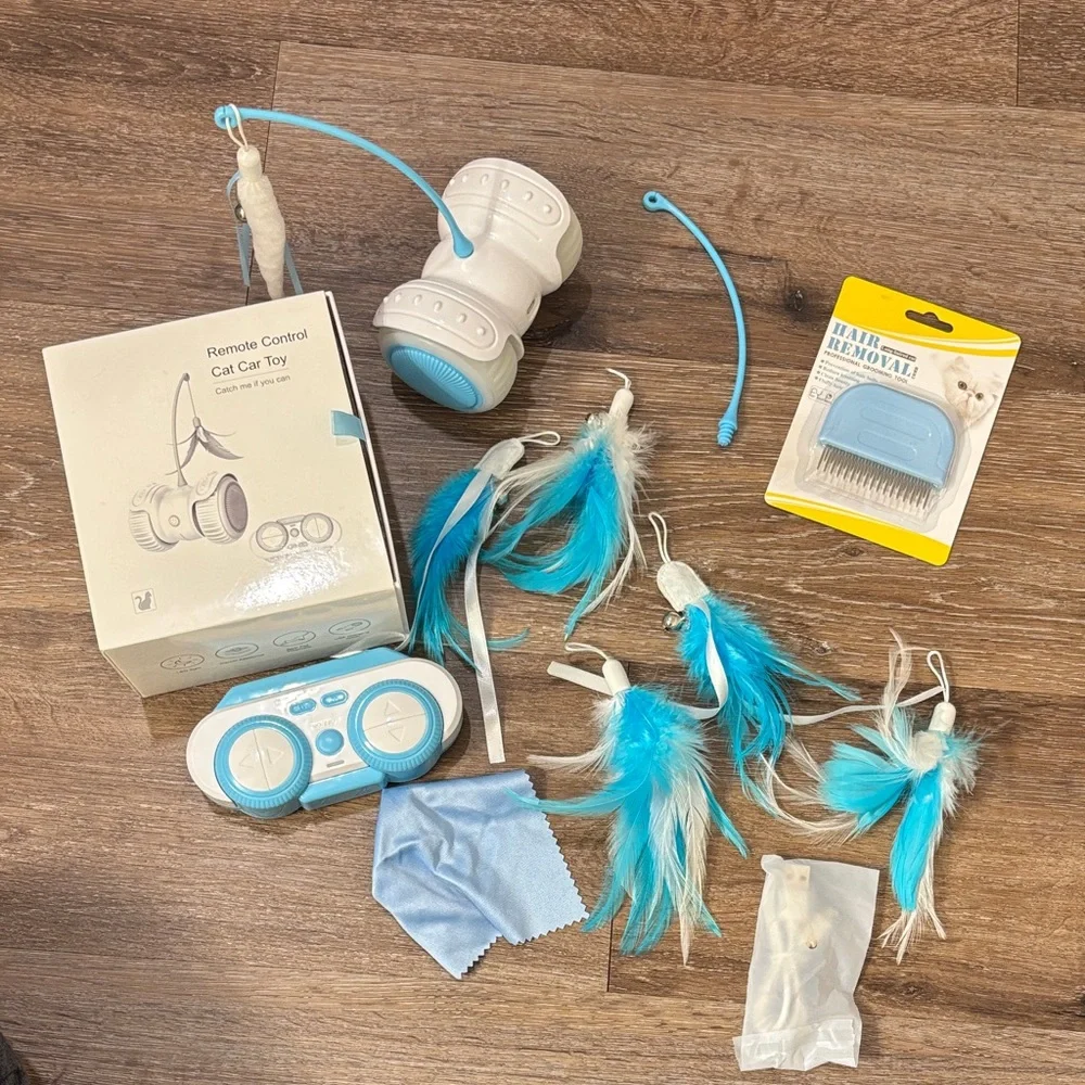Remote Control Cat Toy with Blue Accents